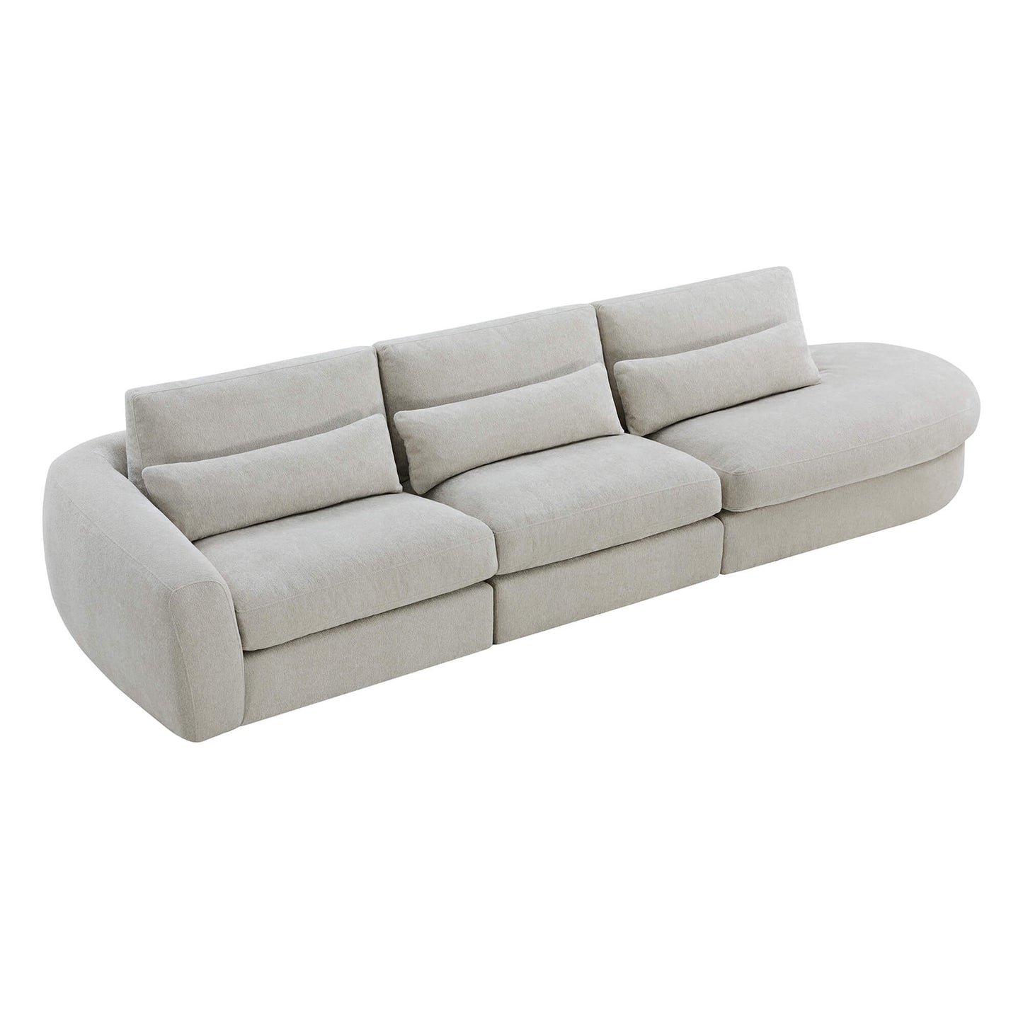 Curved Plush 3-Seater Sectional with Extended Chaise