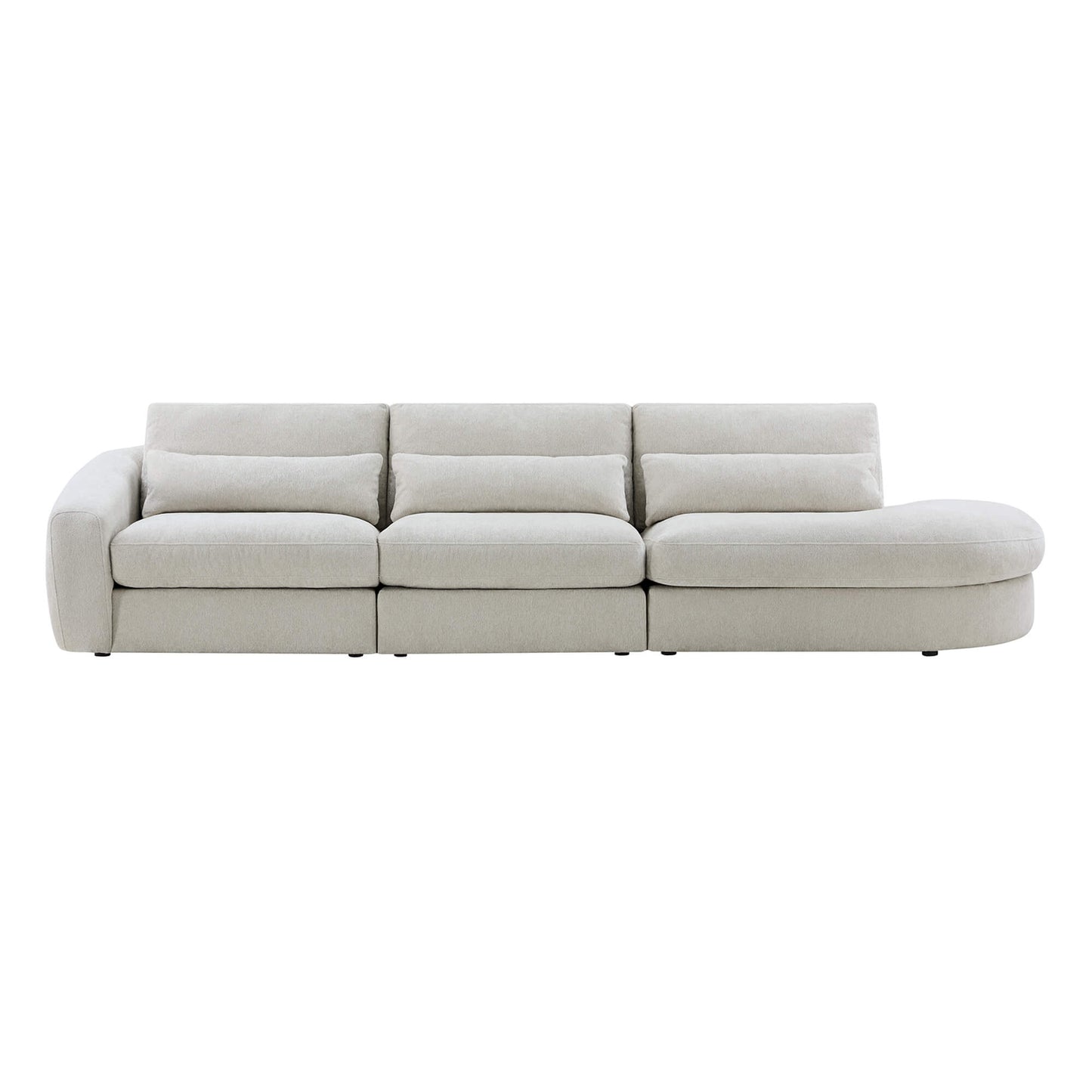 Curved Plush 3-Seater Sectional with Extended Chaise