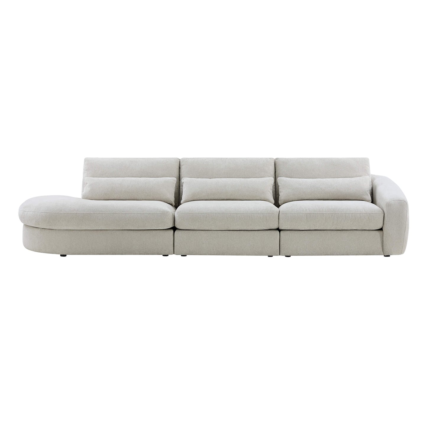 Curved Plush 3-Seater Sectional with Extended Chaise