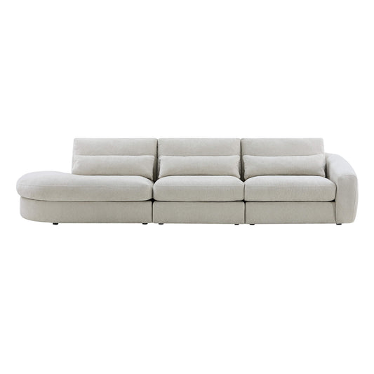 Curved Plush 3-Seater Sectional with Extended Chaise