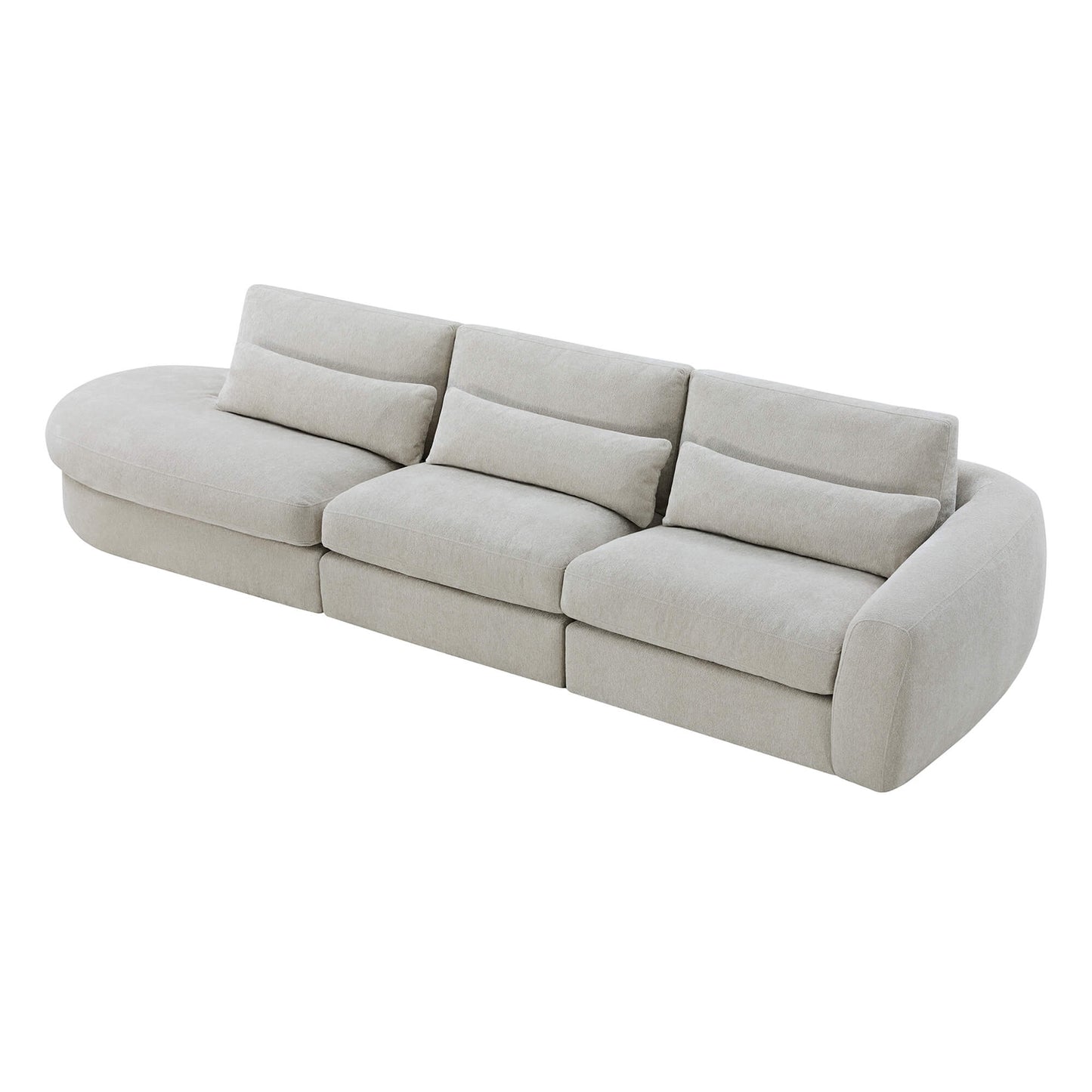 Curved Plush 3-Seater Sectional with Extended Chaise