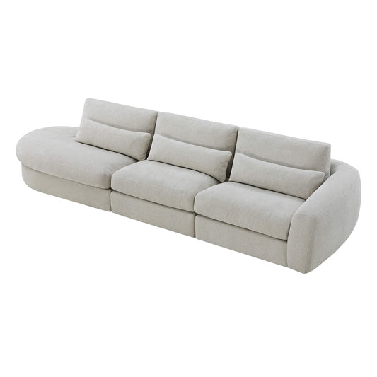 Curved Plush 3-Seater Sectional with Extended Chaise