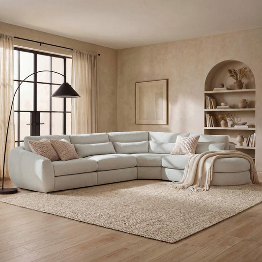 Curved Plush 4-Seater Sectional Couch with Extended Chaise