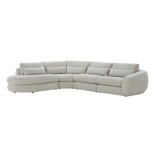 Curved Plush 4-Seater Sectional Couch with Extended Chaise