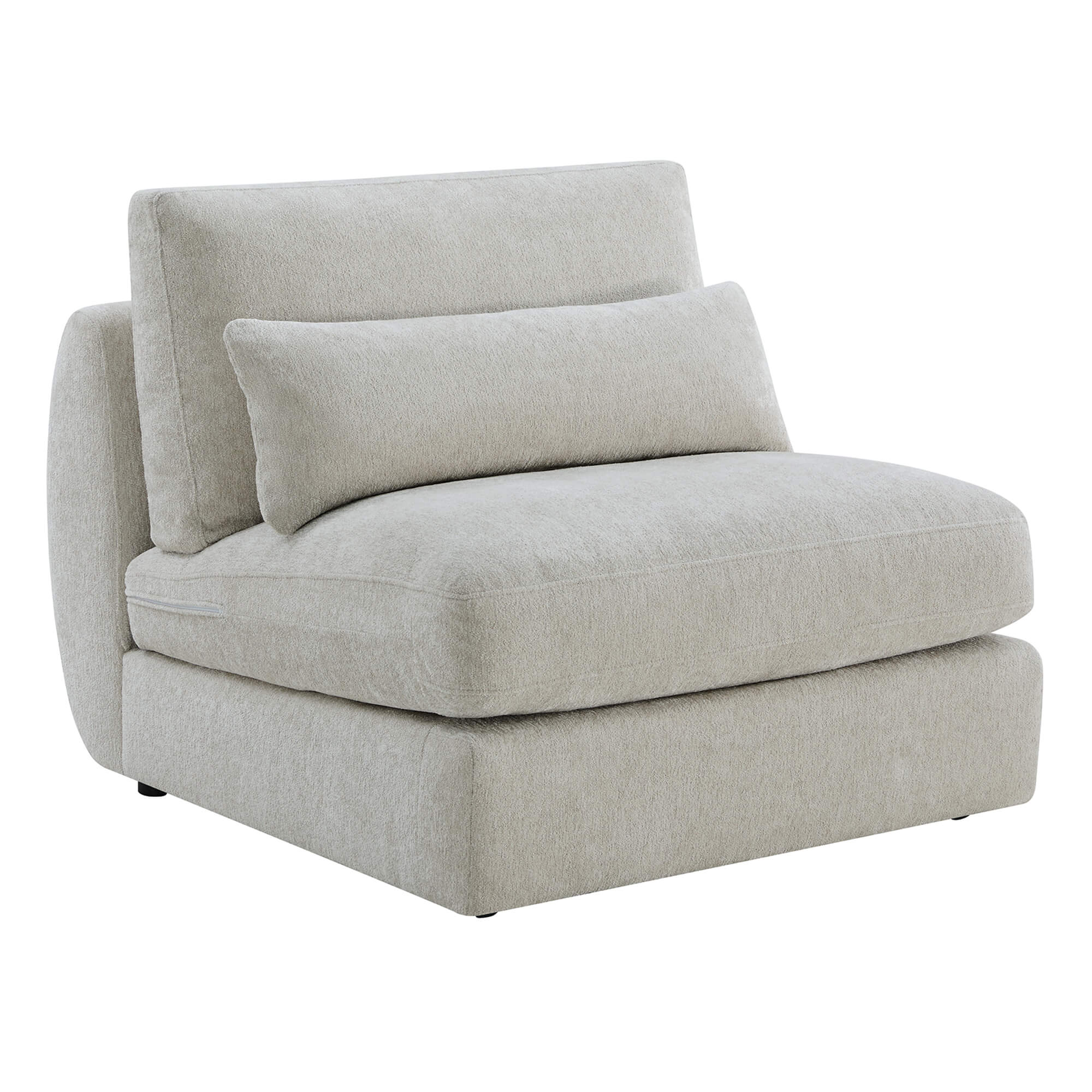 Curved Plush Armless Chair in Soft Velvet Fabric