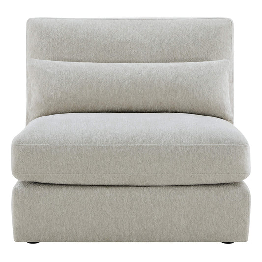 Curved Plush Armless Chair in Soft Velvet Fabric