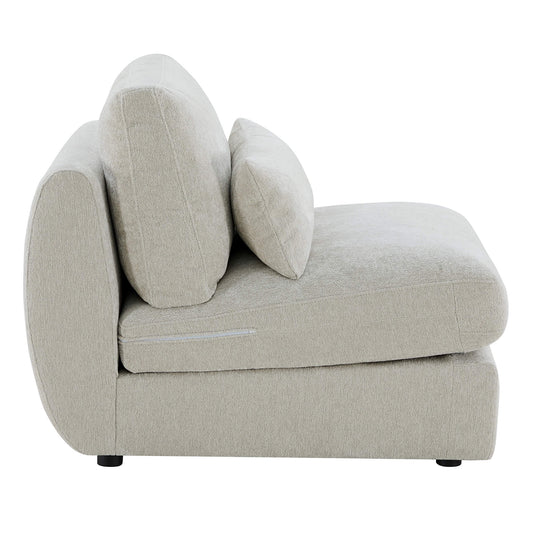 Curved Plush Armless Chair in Soft Velvet Fabric