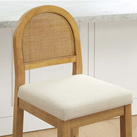 Curved Rattan Counter Stool with Performance Fabric