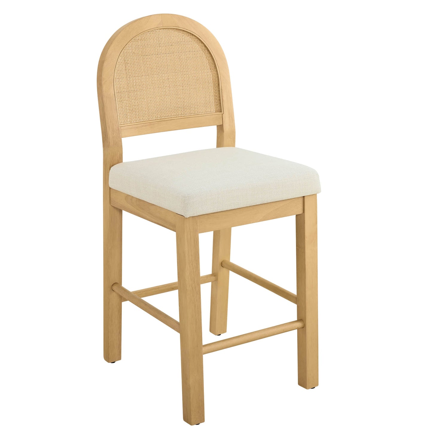 Curved Rattan Counter Stool with Performance Fabric