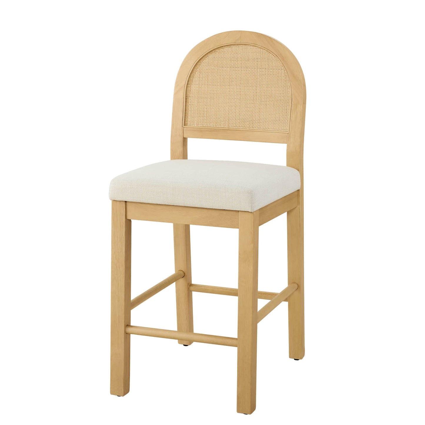 Curved Rattan Counter Stool with Performance Fabric