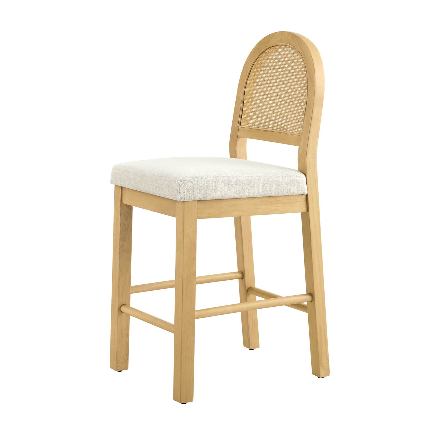 Curved Rattan Counter Stool with Performance Fabric