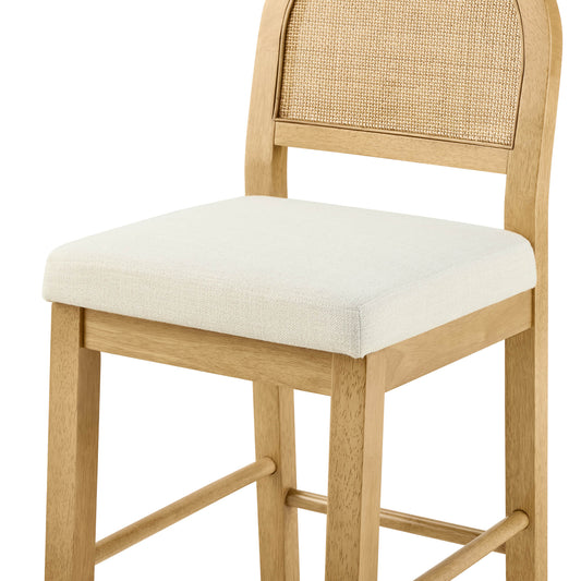 Curved Rattan Counter Stool with Performance Fabric