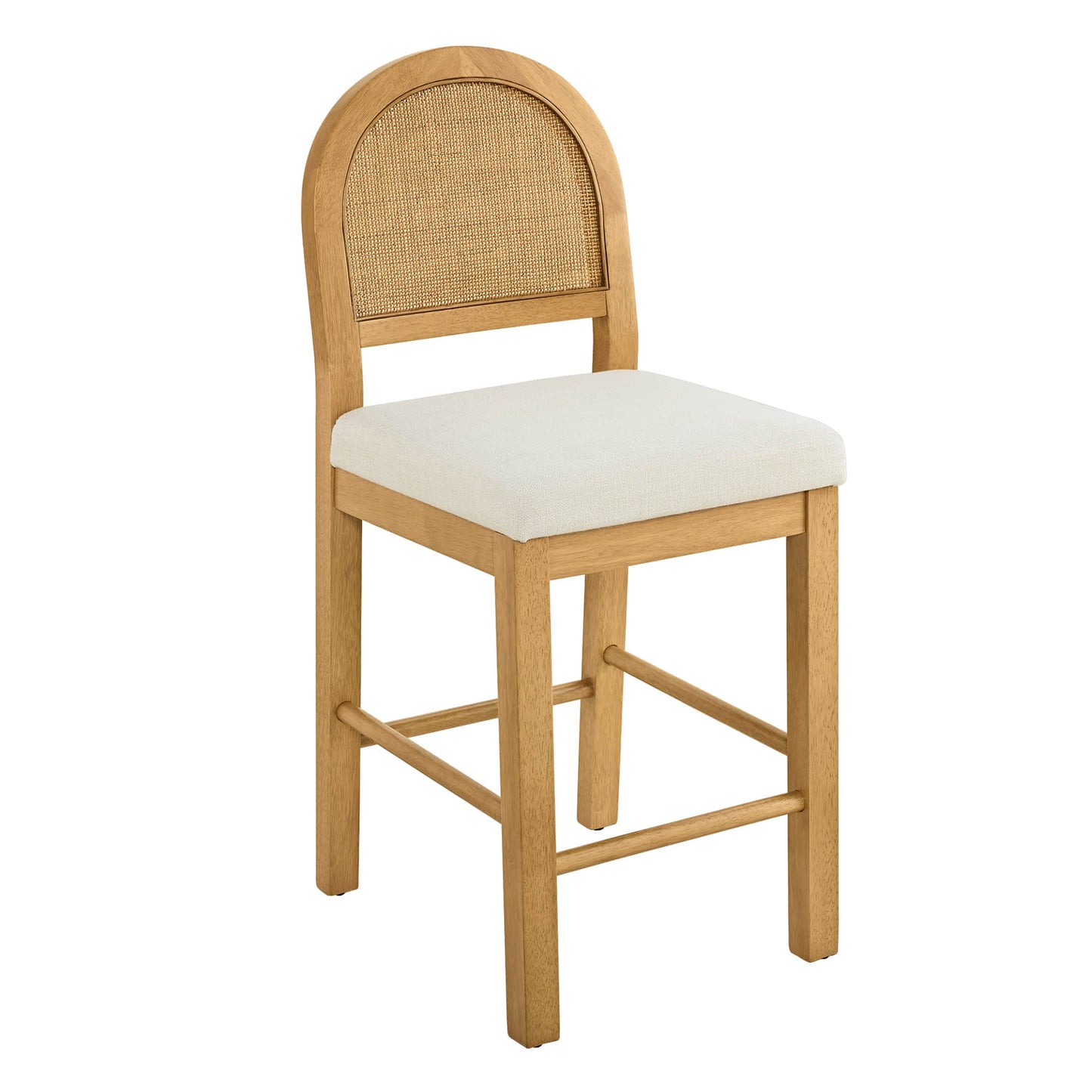 Curved Rattan Counter Stool with Performance Fabric