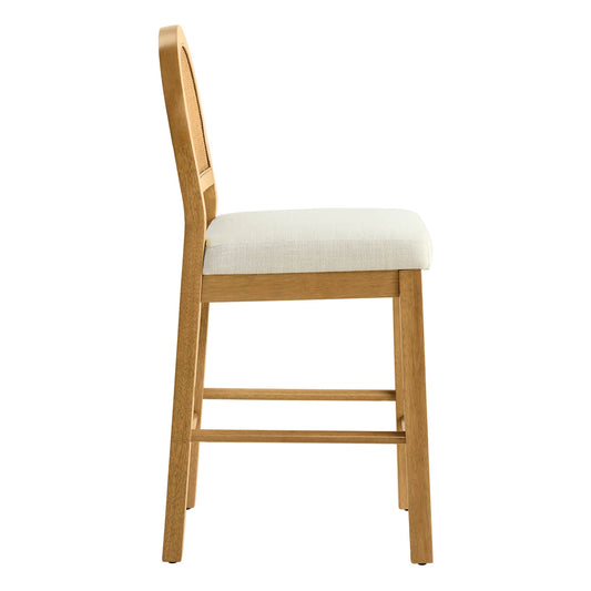 Curved Rattan Counter Stool with Performance Fabric