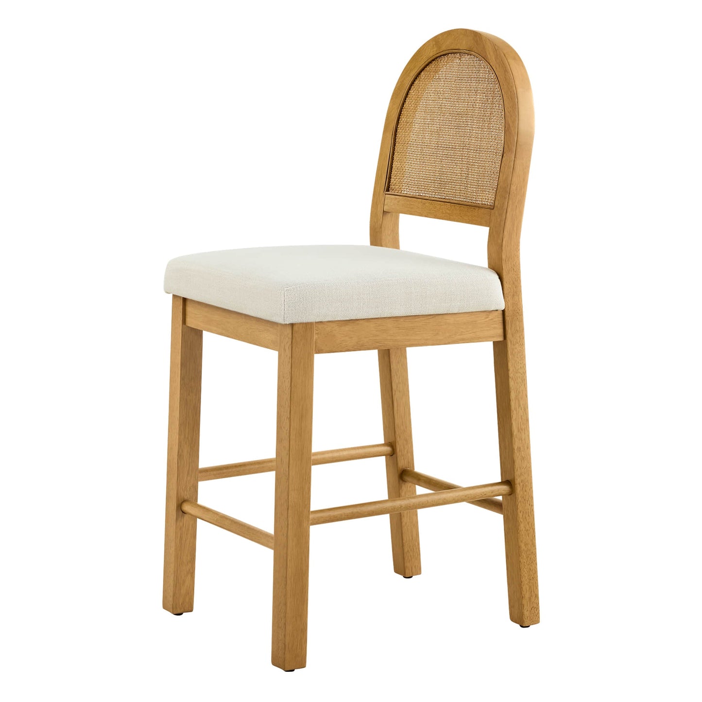 Curved Rattan Counter Stool with Performance Fabric