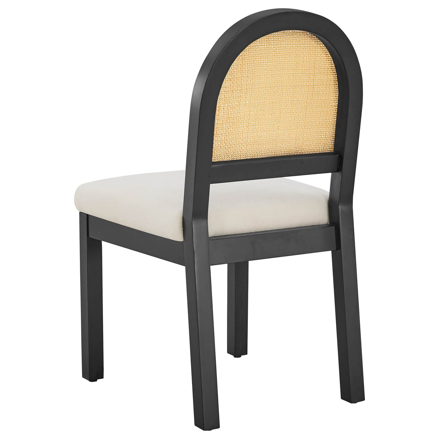 Curved Rattan Dining Chair Set of 2 with Upholstery