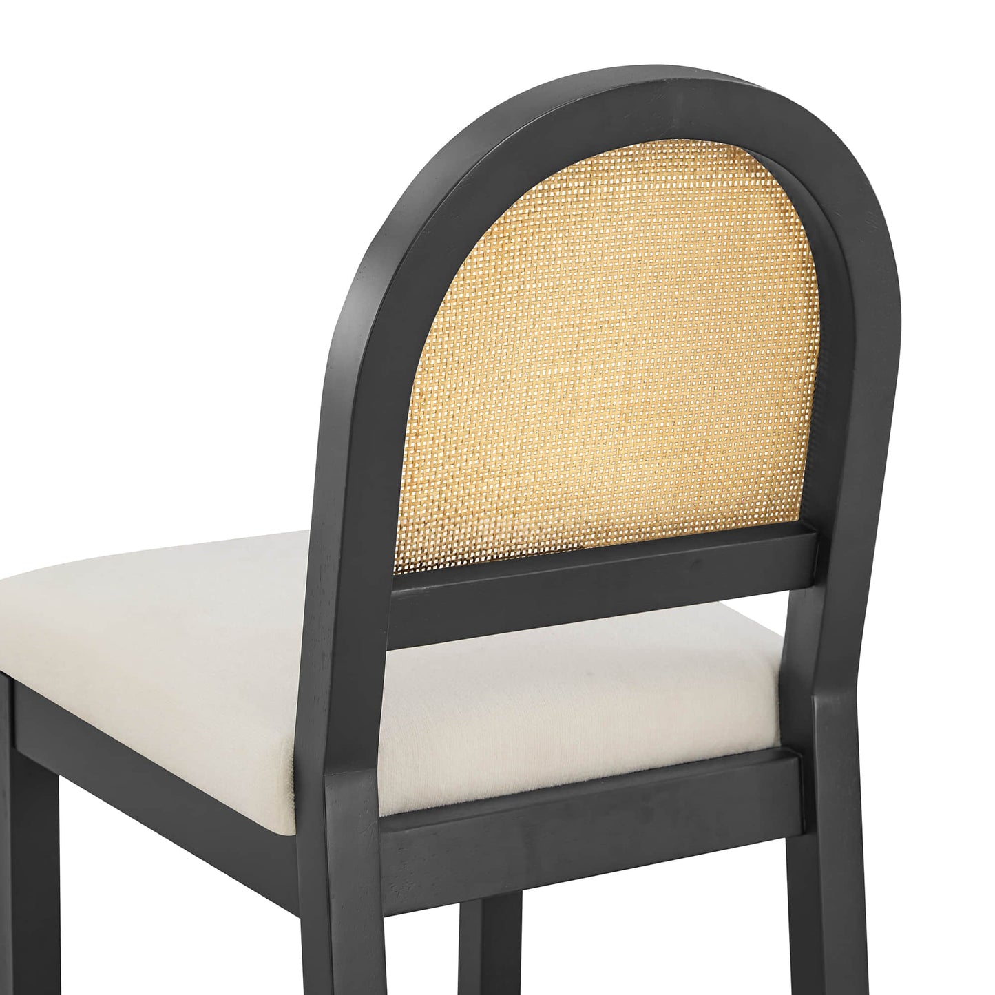 Curved Rattan Dining Chair Set of 2 with Upholstery