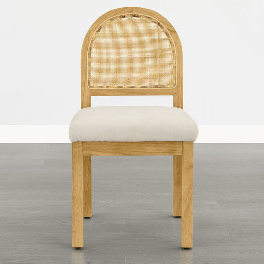 Curved Rattan Dining Chair Set of 2 with Upholstery