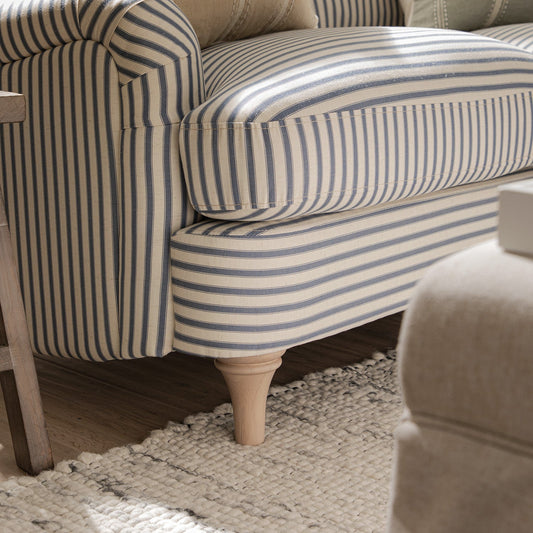 Daphnis Blue Striped Linen Blend 2-Seater Sofa