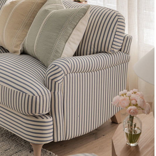 Daphnis Blue Striped Linen Blend 2-Seater Sofa