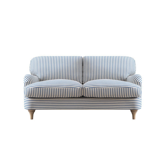 Daphnis Blue Striped Linen Blend 2-Seater Sofa