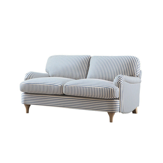 Daphnis Blue Striped Linen Blend 2-Seater Sofa