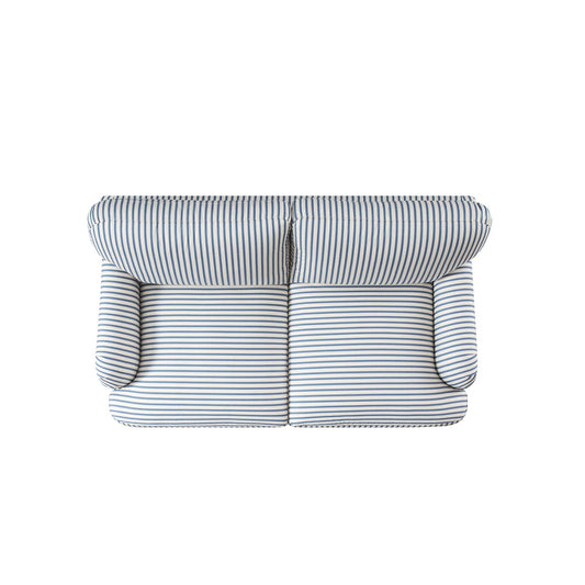 Daphnis Blue Striped Linen Blend 2-Seater Sofa