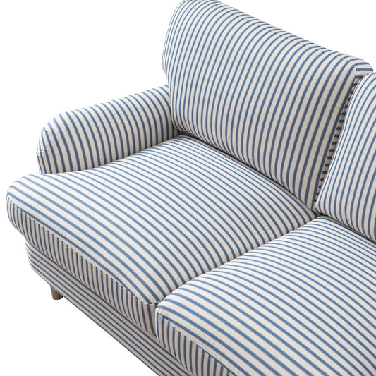 Daphnis Blue Striped Linen Blend 2-Seater Sofa