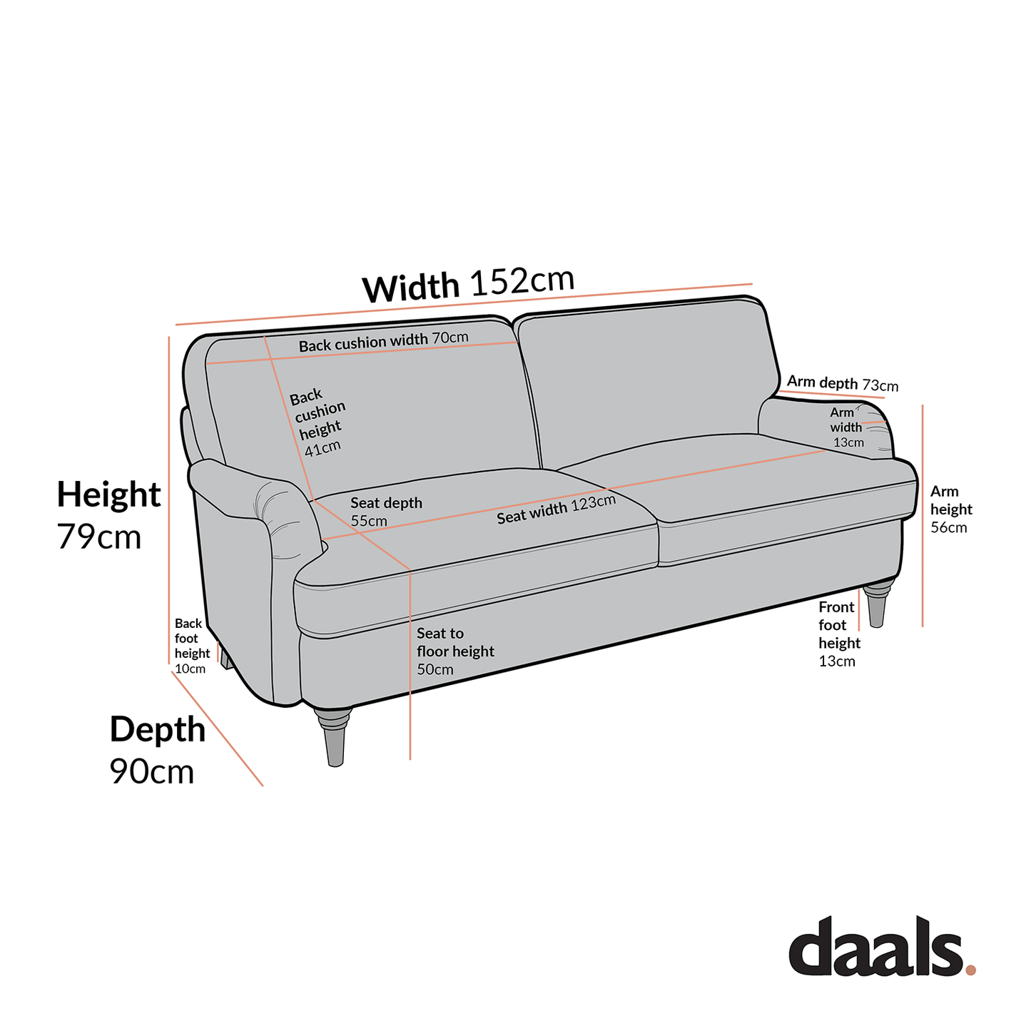 Daphnis Linen Blend Sofa with Julien Pattern, 2-Seater