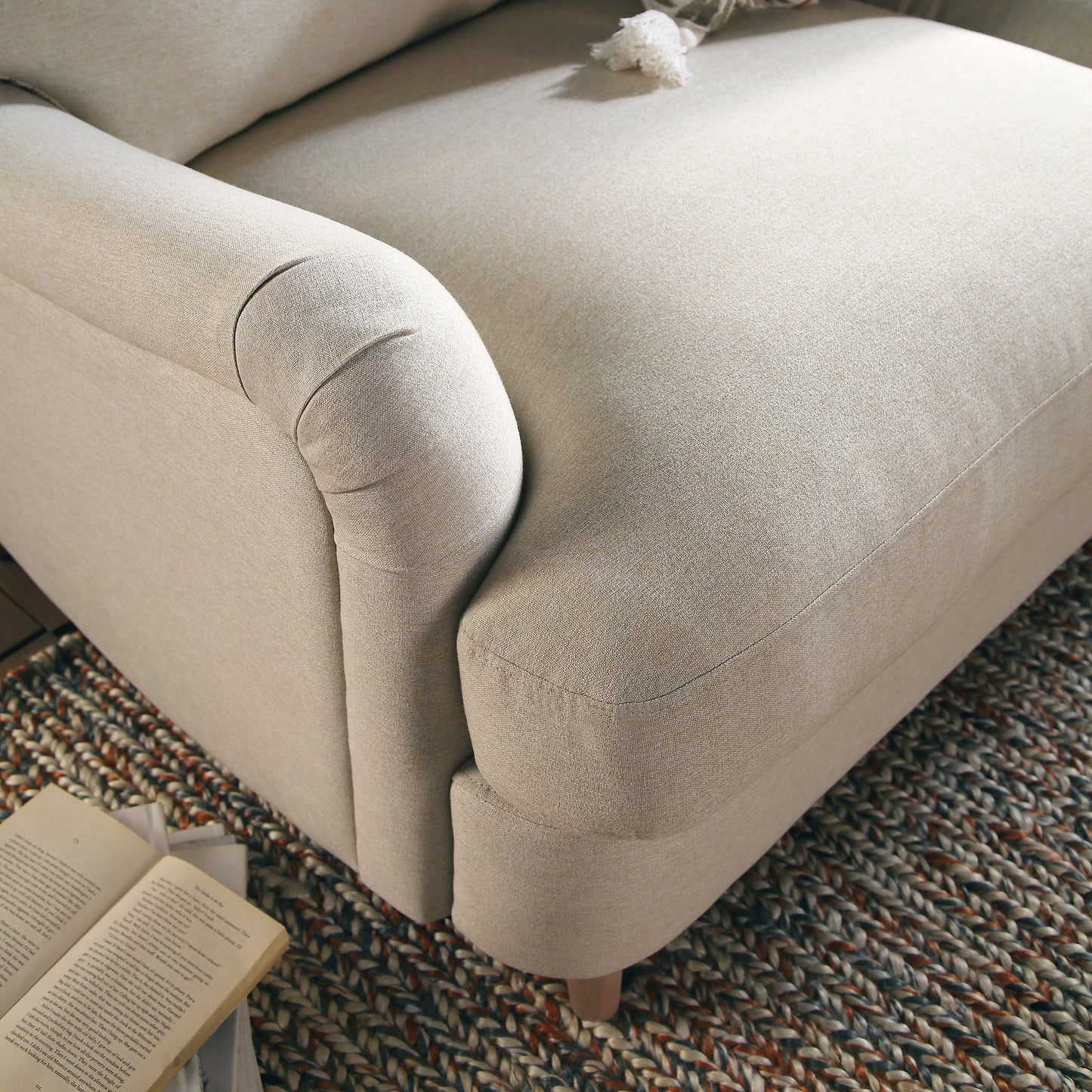 Daphnis Oatmeal Fabric 2-Seater Sofa with Sleek Lines