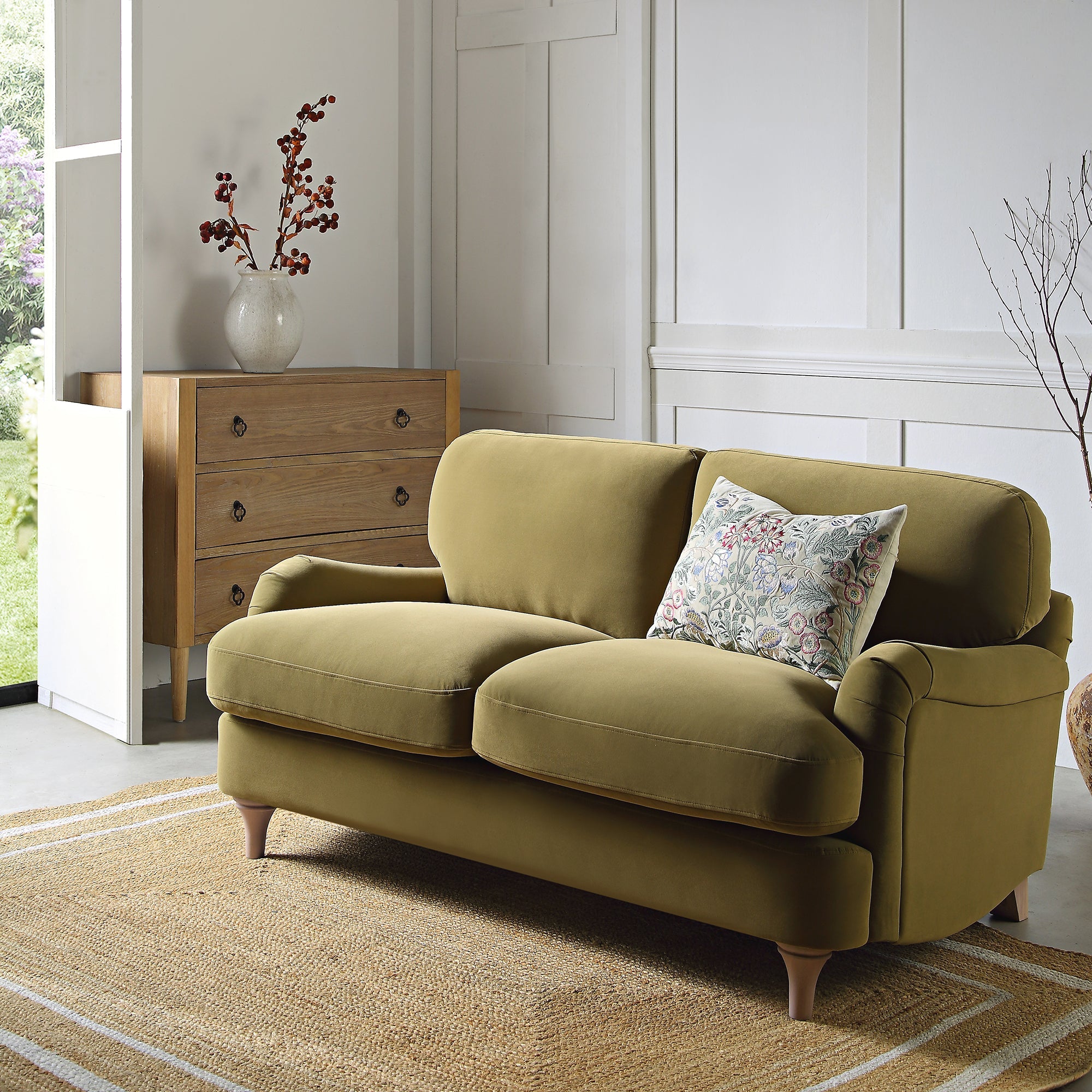 Daphnis Velvet Sofa in Fudge, 2-Seater Design
