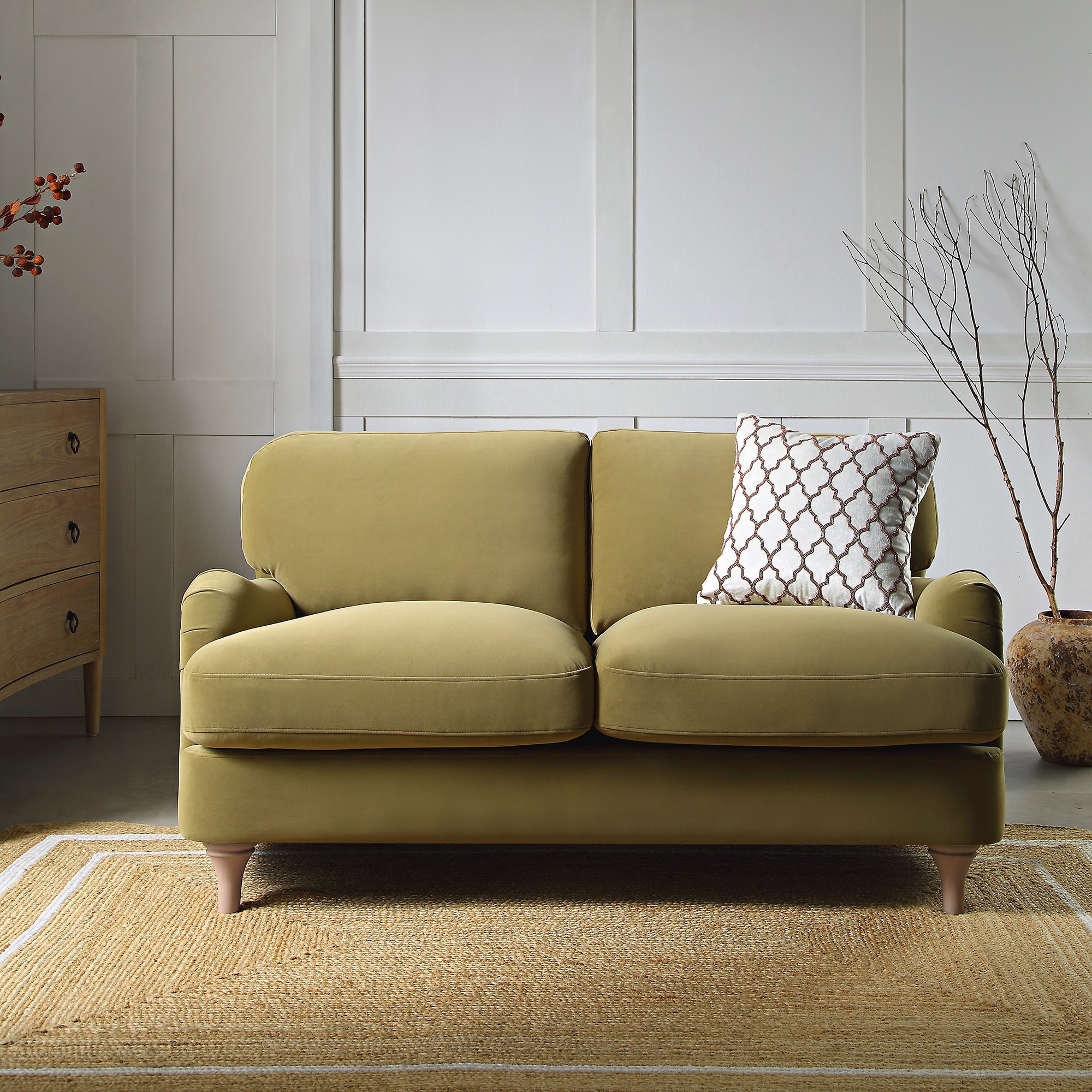 Daphnis Velvet Sofa in Fudge, 2-Seater Design