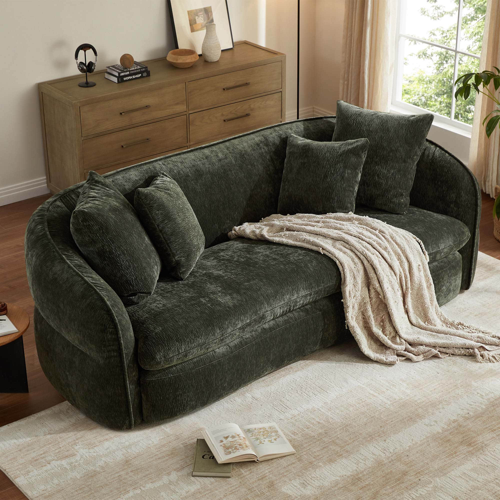 Deep Seat Sofa with Tufted Sculptural Back Design