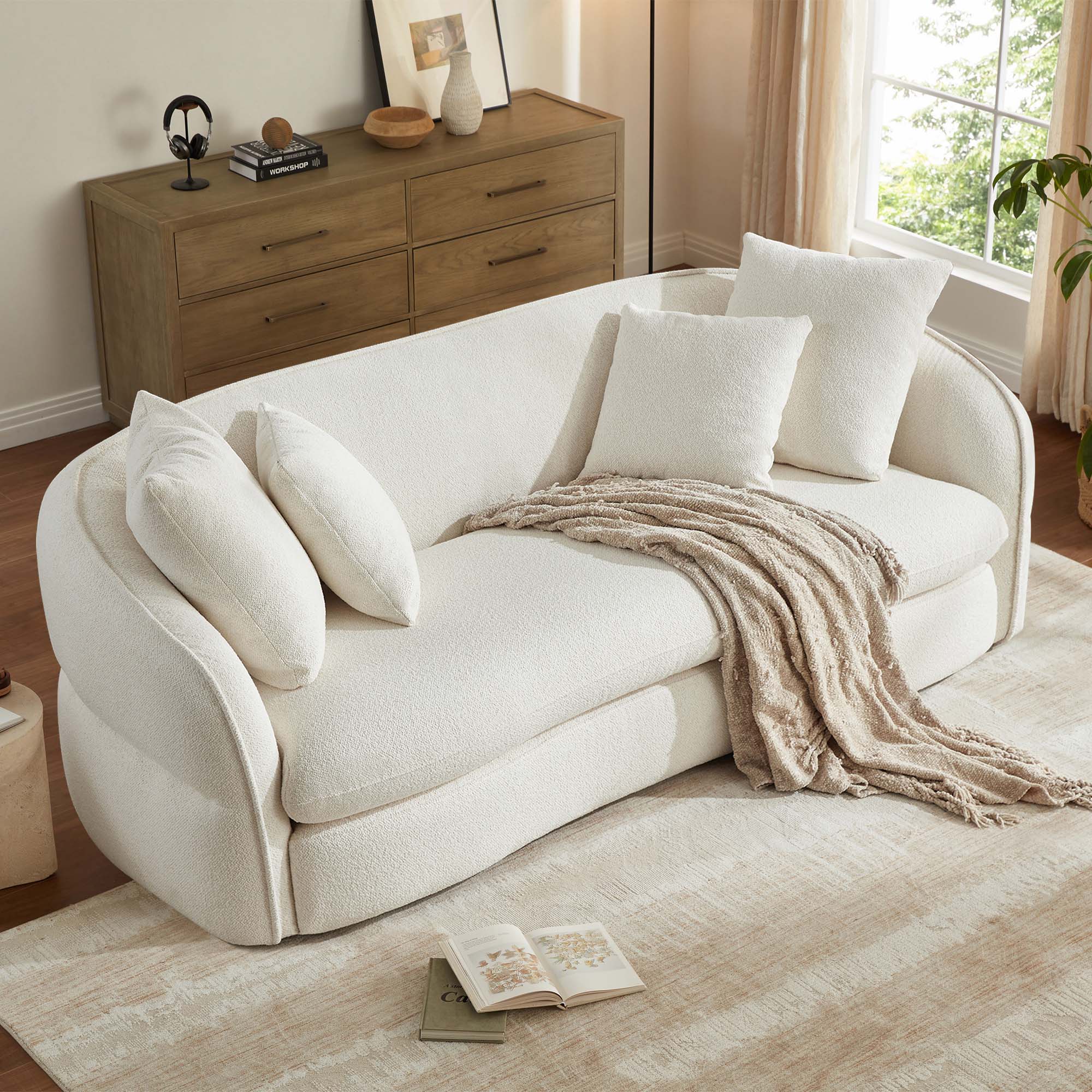 Deep Seat Sofa with Tufted Sculptural Back Design