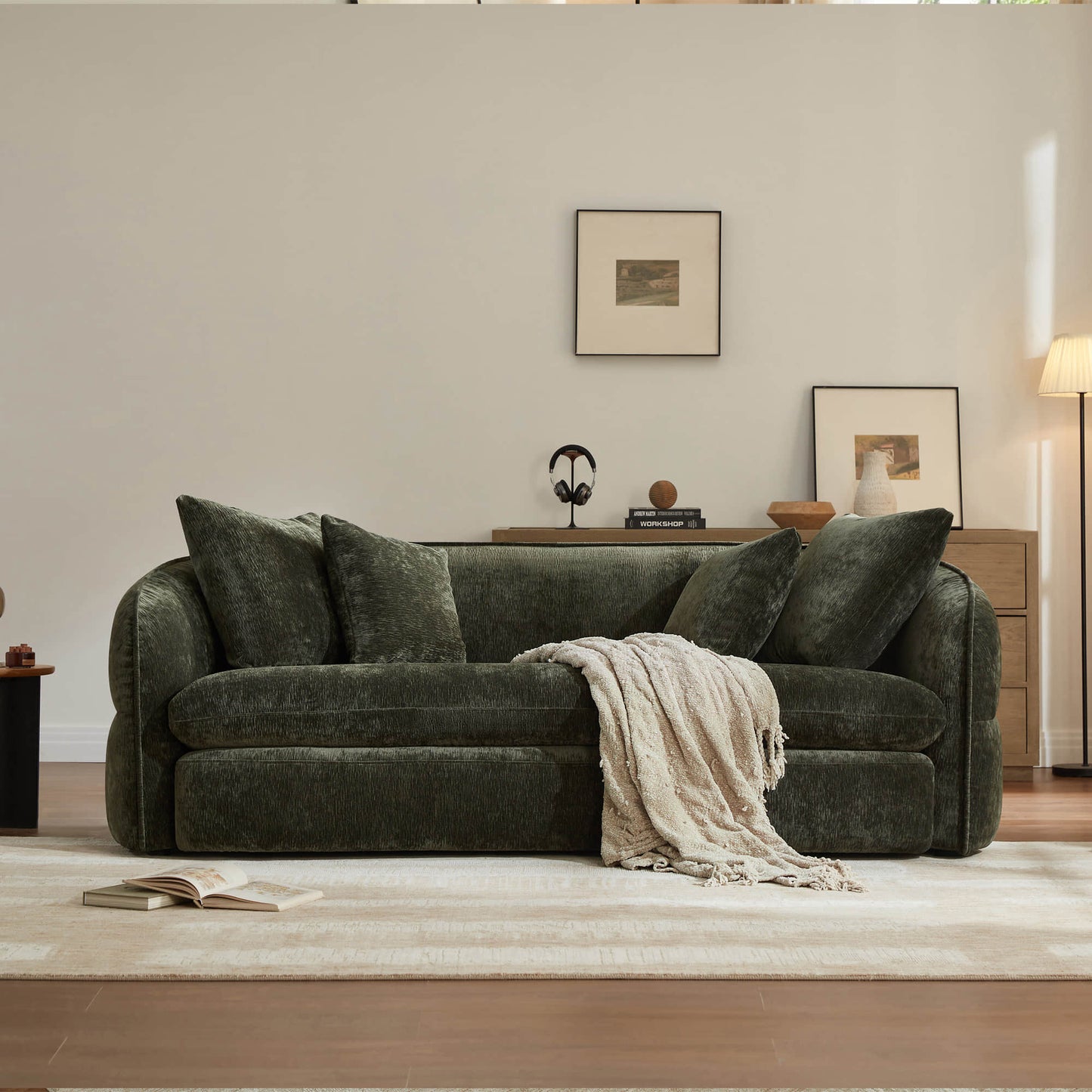 Deep Seat Sofa with Tufted Sculptural Back Design