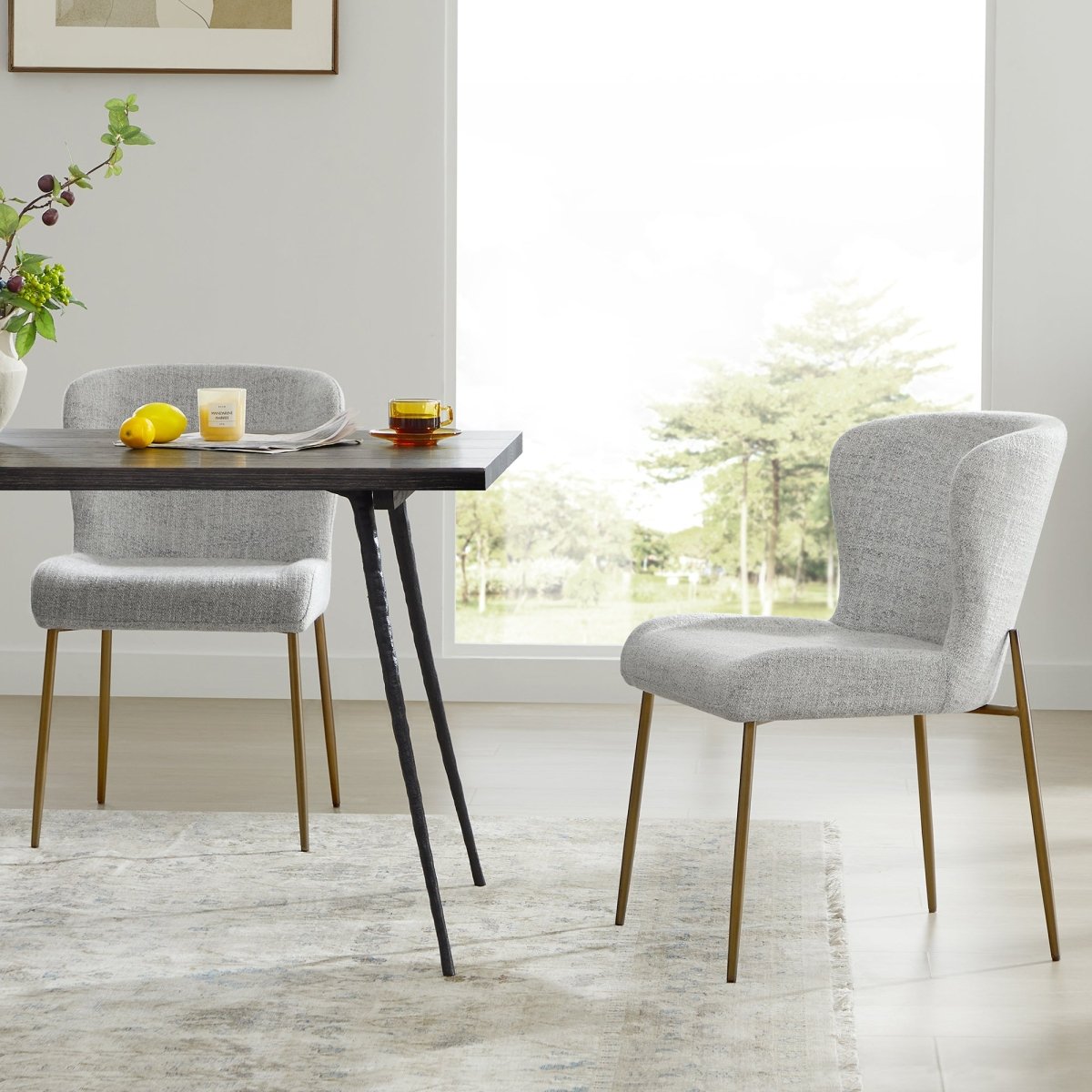 Dining Chair Set of 2 with Wooden Legs