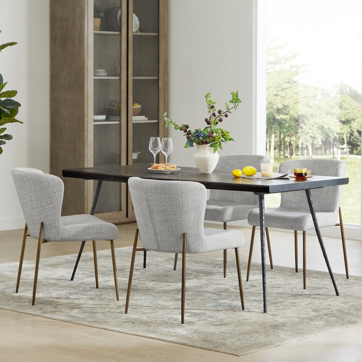Dining Chair Set of 2 with Wooden Legs
