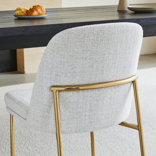 Dining Chair with Metal Base and Upholstered Seat