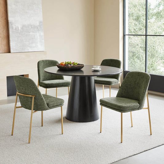 Dining Chair with Metal Base and Upholstered Seat