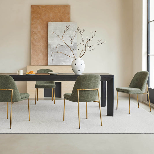 Dining Chair with Metal Base and Upholstered Seat