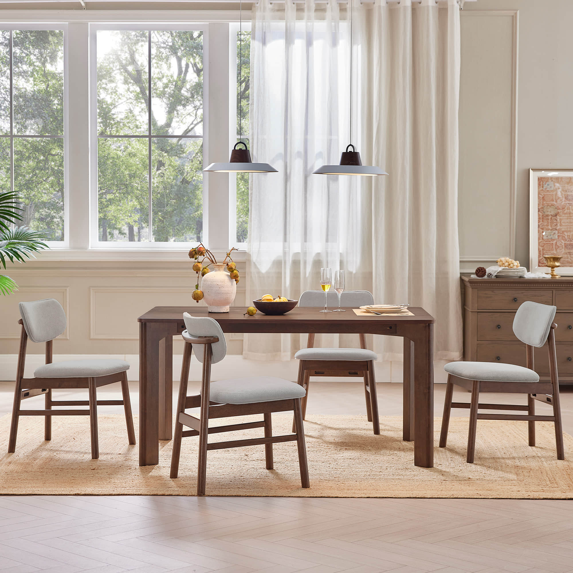 Dining Table in Rectangular Shape for 4 with Wooden Finish