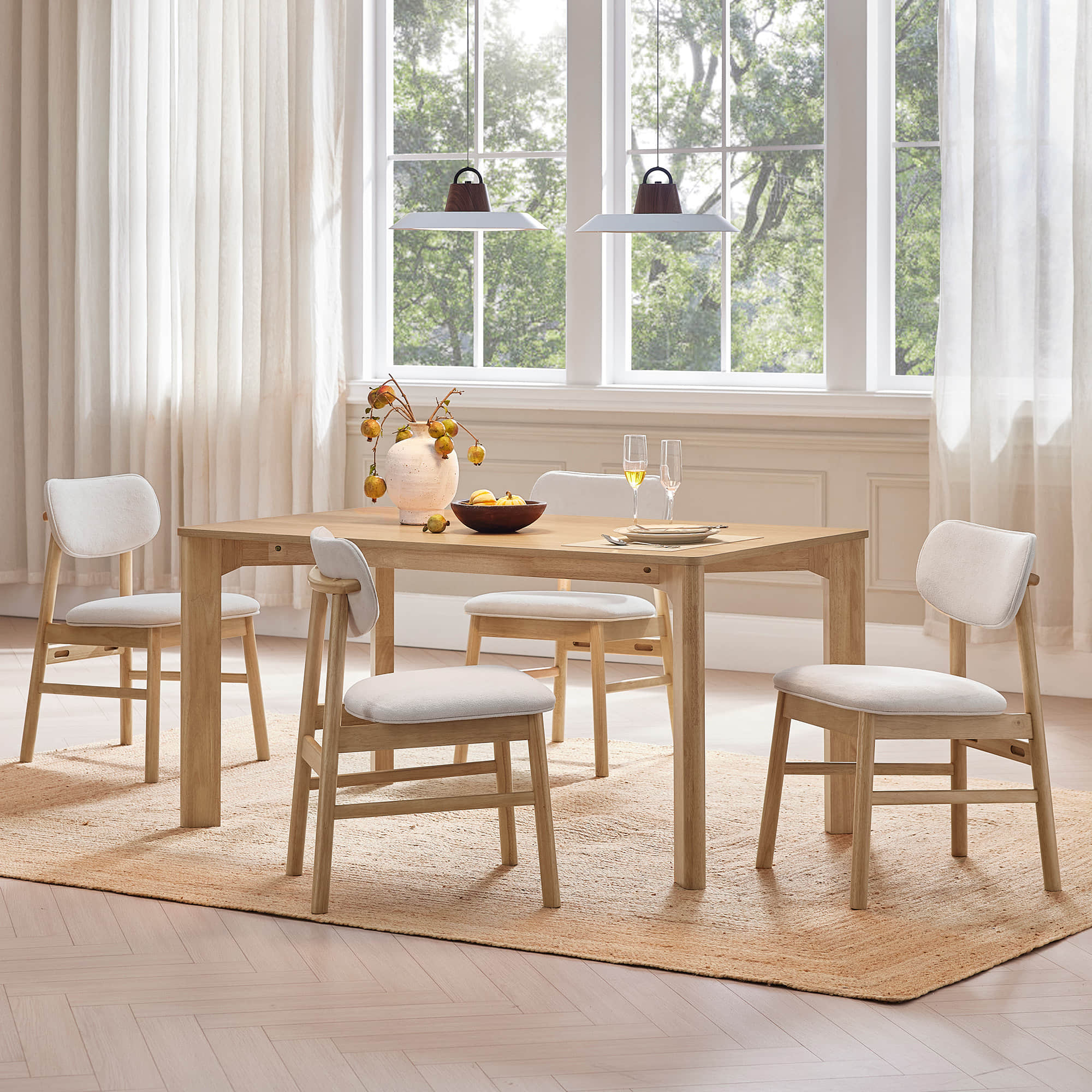 Dining Table in Rectangular Shape for 4 with Wooden Finish