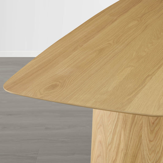 Dining Table Set with Sculptural Wood Base, 70.9" Length