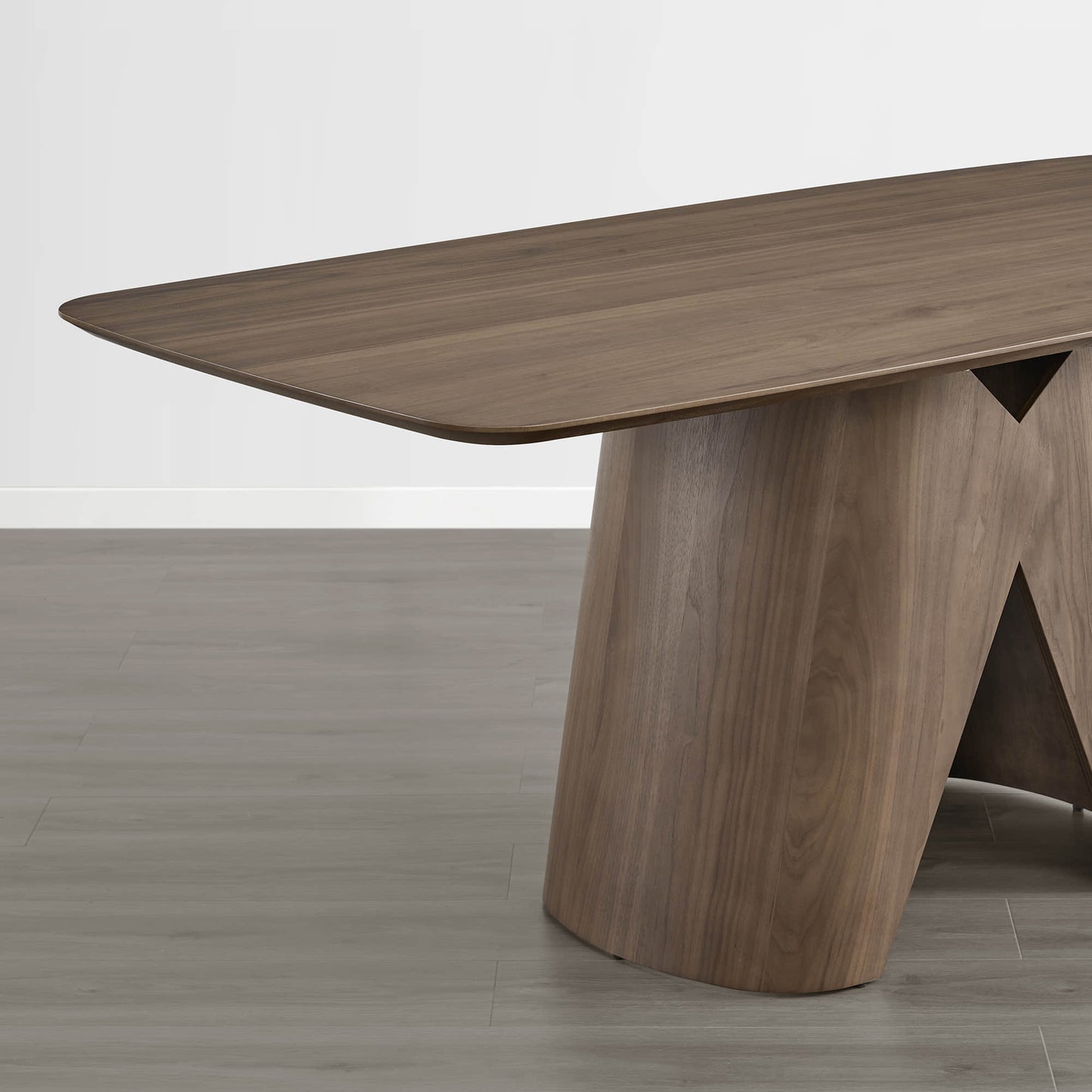 Dining Table Set with Sculptural Wood Base, 70.9" Length