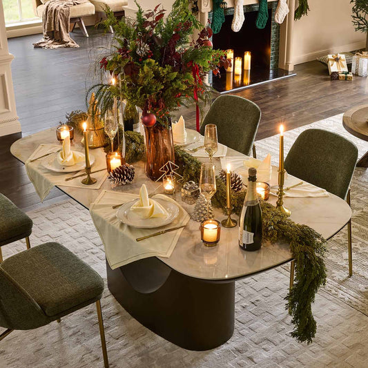 Dining Table Set with Sintered Stone for 4-6 People
