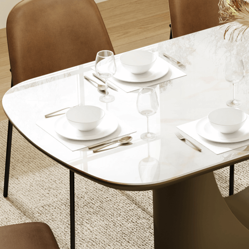 Dining Table Set with Sintered Stone for 4-6 People