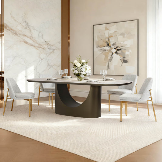 Dining Table Set with Sintered Stone for 4-6 People