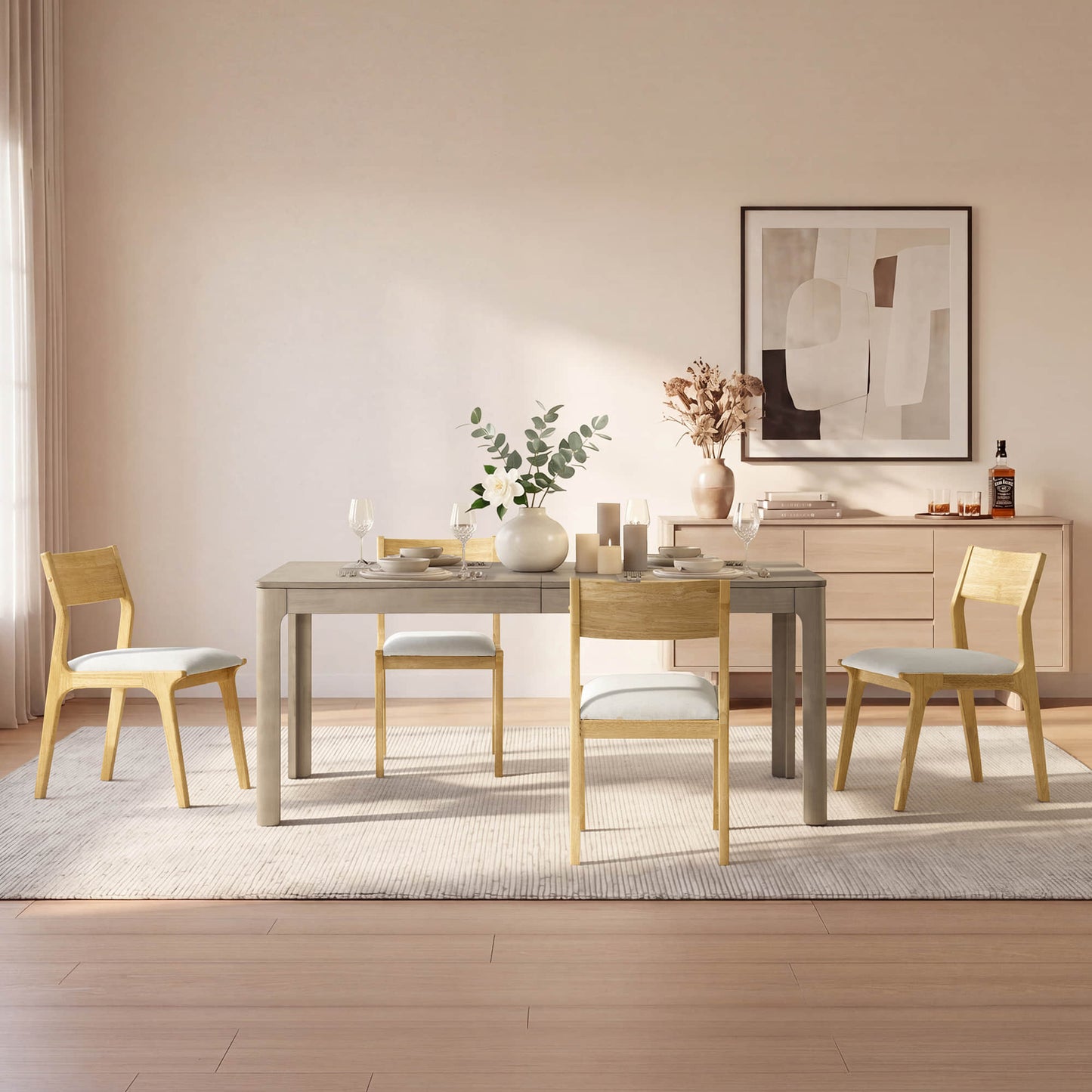 Dining Table with Extendable Design, 70.9"-90.6" Length