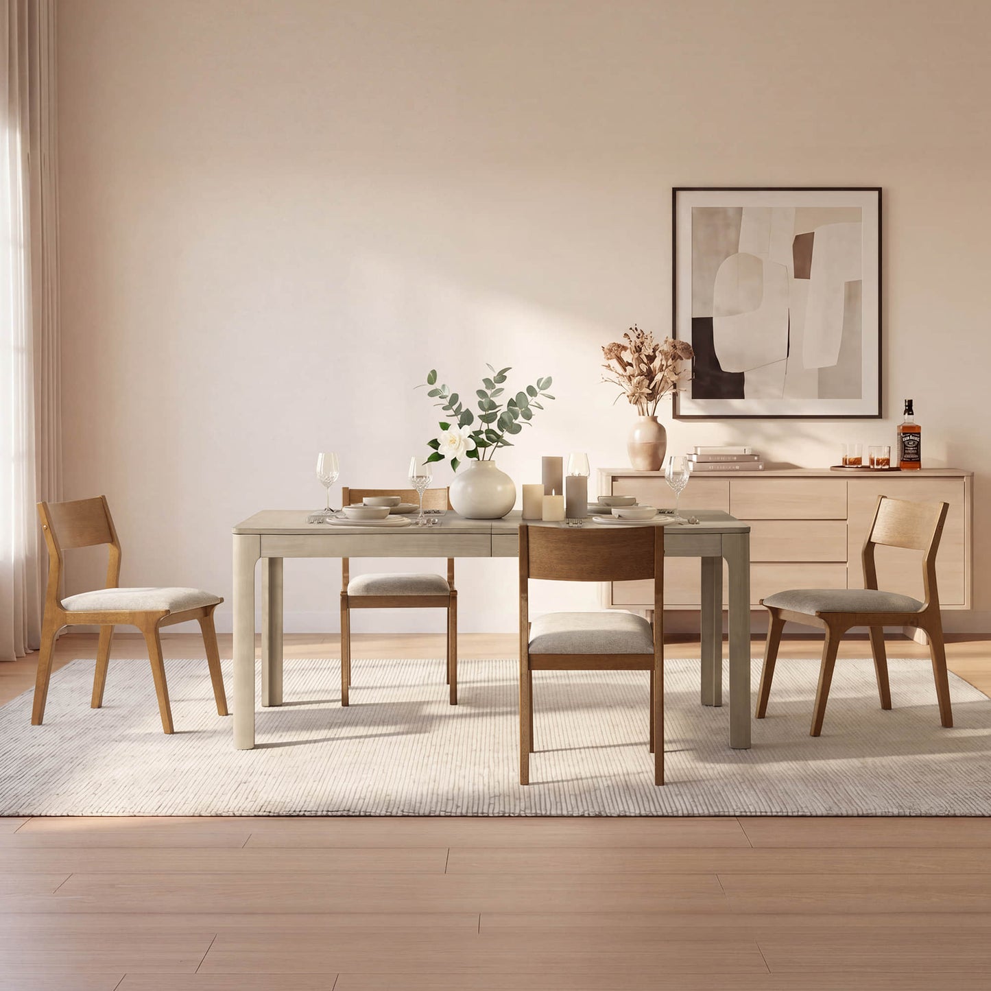 Dining Table with Extendable Design, 70.9"-90.6" Length