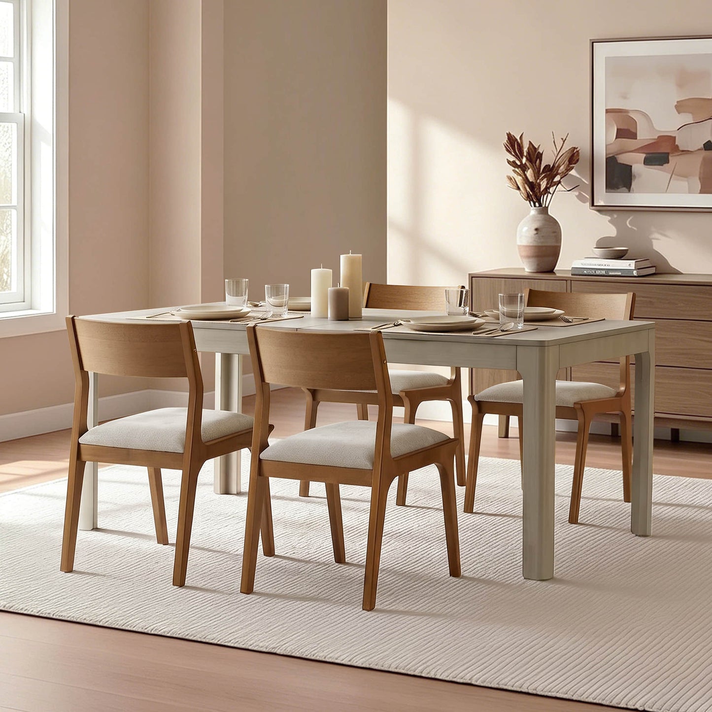 Dining Table with Extendable Design, 70.9"-90.6" Length
